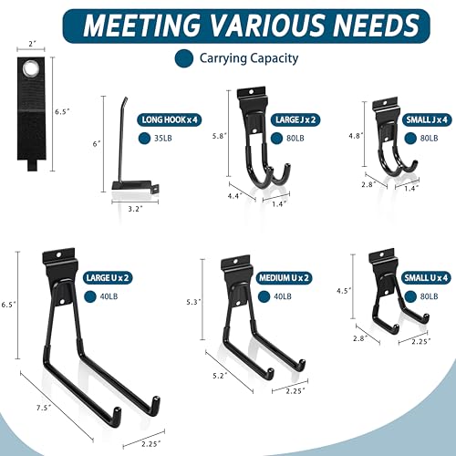 Slatwall Hooks Black 20Pack Firmly and Durable Slatwall Accessories,Perfect for Organizing Garden Tools and Heavy Duty Tools and Garage Hooks Organize Your Space Efficiently