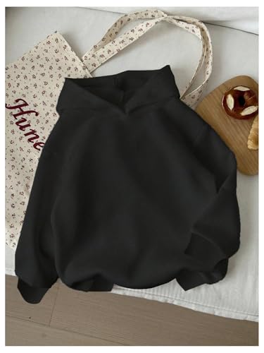 Cute Girl's Cherry Graphic Hoodie Sweatshirt - 9 Years / Black Flower