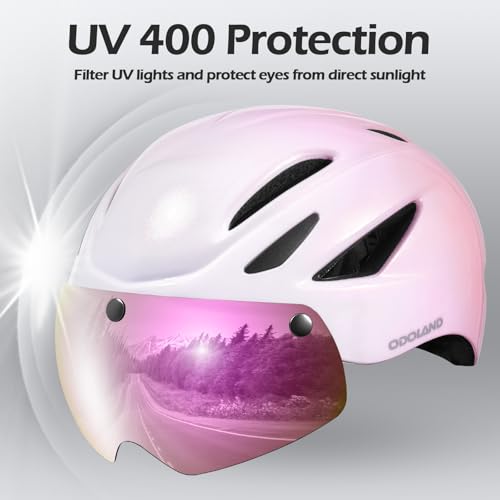Adult Bike Helmet with Magnetic Visor - Gradient Rose Pink
