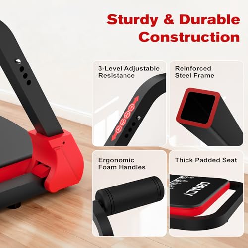 Adjustable Ab Machine - Multi-Functional Sit Up Equipment - Red & Black