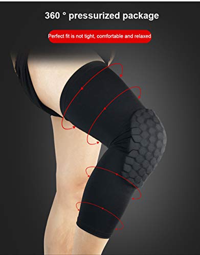 PISIQI Knee Pads Compression Sleeves, Black Large - Extended Leg Protection