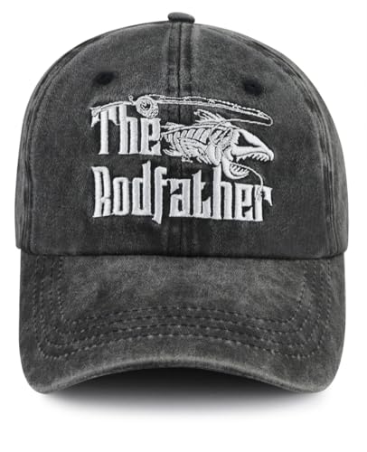 The Rodfather Pugfather Dogfather Grilfather Hats for Men - Adjustable Embroidered Dad Baseball Cap (The Rodfather)
