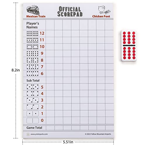 Dominoes Scorepad for Mexican Train & Chicken Foot - 60 Sheets, 8.2 x 5.5 in