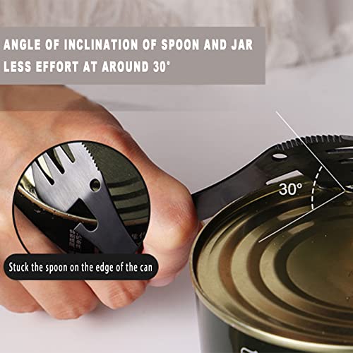5-in-1 Stainless Steel Spork - Camping Utensil with Can Opener - Black