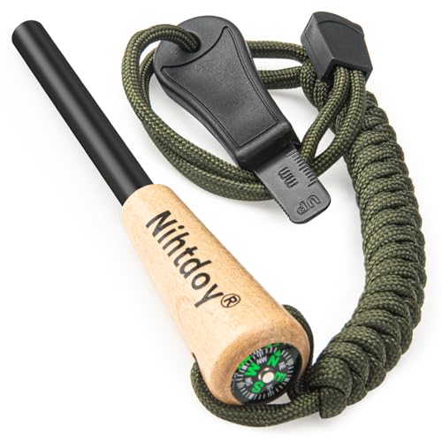 Ferro Rod Fire Starter Kit with Hardwood Handle & Compass