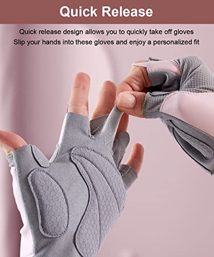 Workout Gloves for Women - Full Palm Protection, Large Grey