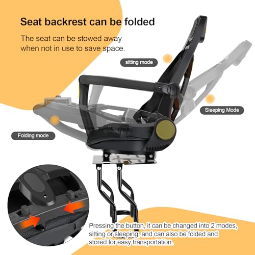 Rear Child Bike Seat - Adjustable Backrest for Ages 1-3