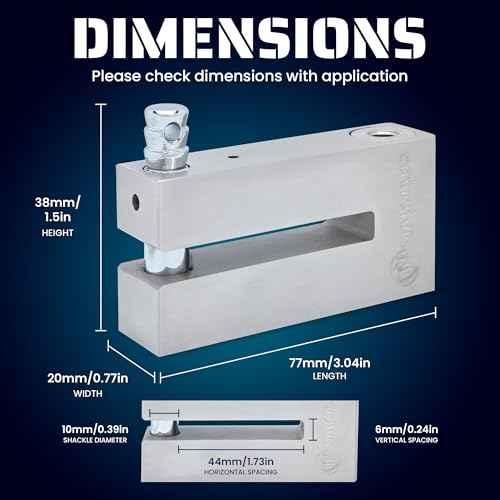 Magmaus¢ç Heavy Duty Anti-Theft Motorcycle Locks - 10mm Pin, 304 Stainless Steel Disc Lock with Reminder Cable | Theft Protection with Ergonomic Design for Motorbike, Scooter, E-Bike
