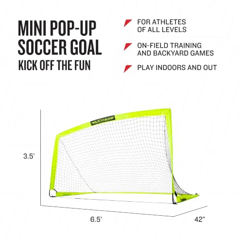 Franklin Sports Blackhawk 6.5' x 3.5' Portable Pop-Up Soccer Goal - Yellow, Indoor & Outdoor