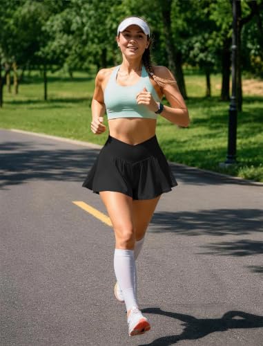2-in-1 Women's Athletic Shorts with Pockets - Flowy Running & Tennis Skorts