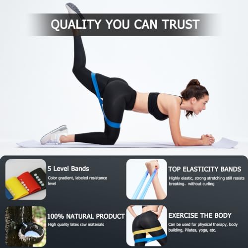 Loop Resistance Exercise Bands Set - 5 Levels for Home Gym, Colour Set