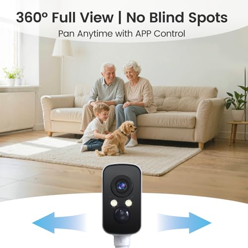 360¡Æ View Wireless Outdoor Security Camera, No Subscription Free 7-Day Cloud/SD, Pan, AI Detection, Magnetic, Battery Powered, 2.4G WiFi, 2K, Night Vision, 2-Way Talk, Home Security, IP65