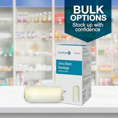 Dynarex Dürma+ Unna Boot Bandage with Zinc Oxide, 4 inch x 10 yards, Box of 1 Roll