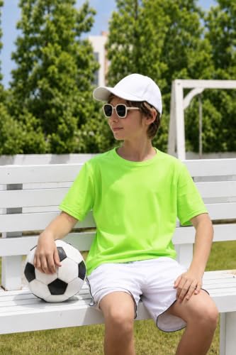Boys Quick Dry Athletic Shirt - Lightweight Sports Tee, Neon Green, 11-12 Years