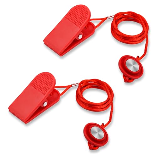 Universal Treadmill Safety Key - 2pcs with Magnetic Clasp, Red - 41.3"D x 1.06"W x 2.24"H