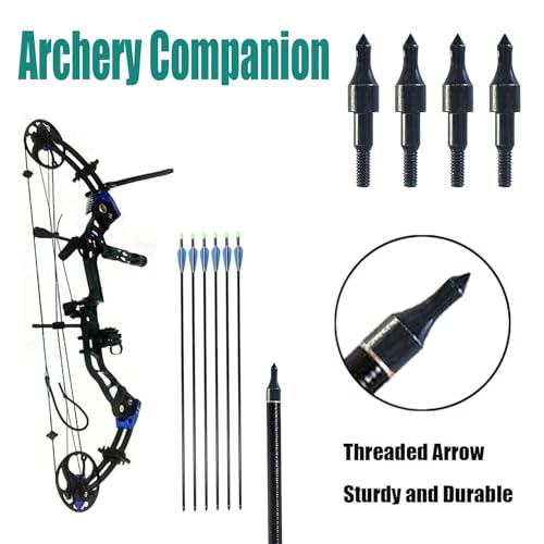 24 Black Screw-in Archery Field Points for Target Shooting, 100 Grain