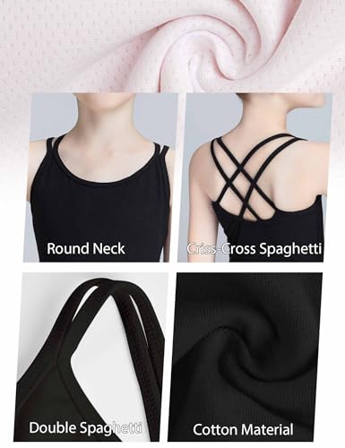 Toddler Girls Camisole Leotard Dance Bodysuit - Black Lining, 10-11 Years