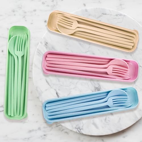Reusable Camping Utensils Set - 4-Piece Travel Cutlery Set - Color A