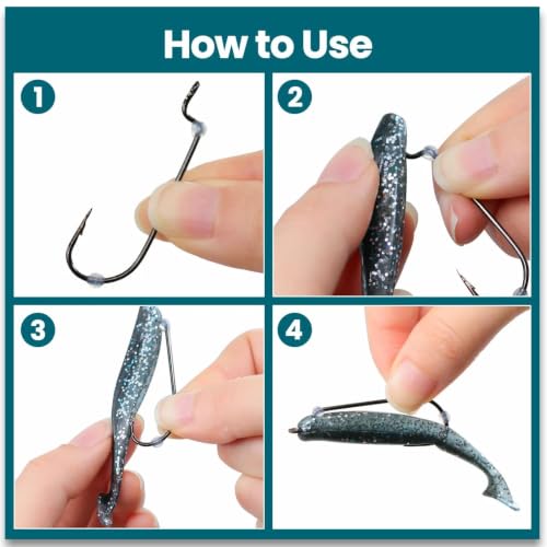 Fishing Bait Stoppers - 300PCS Silicone Pegs Black & White