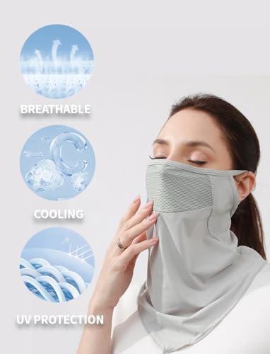 Cooling Balaclava Face Mask - UPF 50 Sun Protection, One Size White