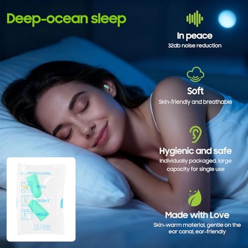 250 Pairs Foam Ear Plugs Bulk Individually Wrapped 32dB - Disposable Ear Plug Noise Reduction Safety Soft Earplugs for Construction Sleeping Shooting Industrial Work Use