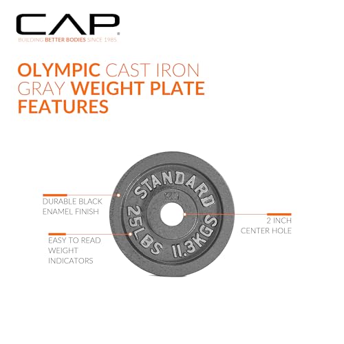2-Inch Olympic Weight Plate - Cast Iron - Classic Grey, 2.5 lb