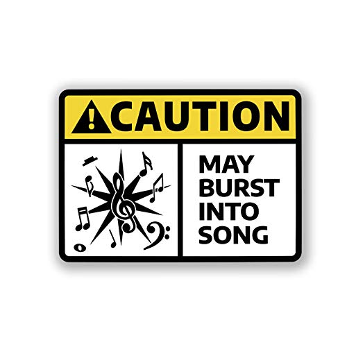 Caution May Burst Into Song Musical Notes Vinyl Decal Sticker - 2-Pack