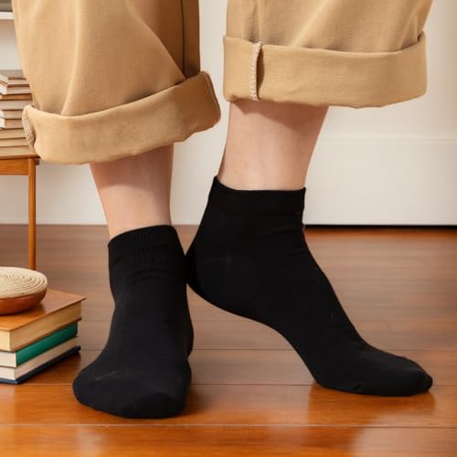 Men's Black Ankle Socks - No Show, Size 9-11, 6 Pairs