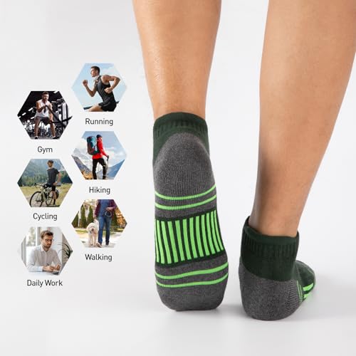 Men's Athletic Ankle Socks - 7 Pairs Multicolor, Cushioned & Moisture Wicking