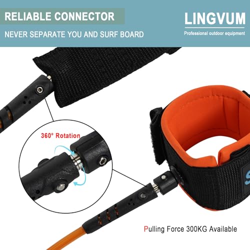 Premium Surfboard Leash - 6 to 10 ft Adjustable, 7mm TPU Cord