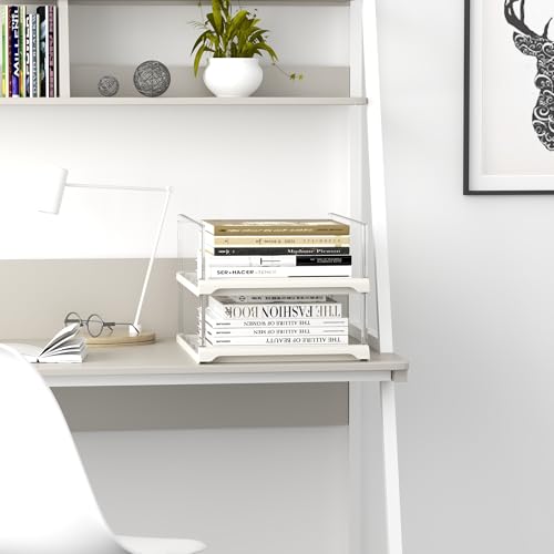 3 Pack Stackable Closet Organizers and Storage Shelves - Transparent Sweater Organizer for Closet, Bathroom, Kitchen, Cupboard, Laundry Room, and Office