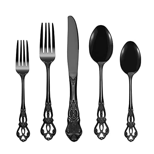 Runfly Retro Black Stainless Steel Flatware Set for 4 - 20 Pieces