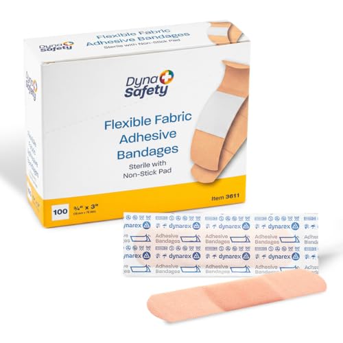 Flexible Fabric Adhesive Bandages - Sterile Non-Stick Pads - 3/4x3" - Box of 100