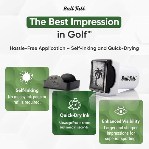 Ball Tatt Palm Tree Golf Ball Stamp - Self-Inking Waterproof Marker for Golfing, Quick-Dry & Reusable
