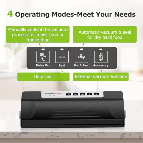 Bonsenkitchen Vacuum Sealer Machine for Food Storage,Black-Silver