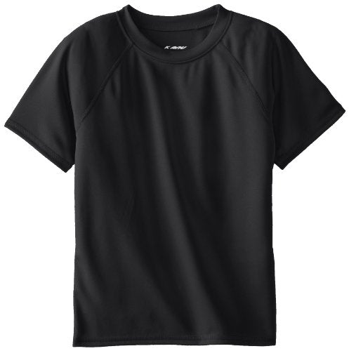 Boys' Short Sleeve UPF 50+ Rashguard Swim Shirt - Solid Black