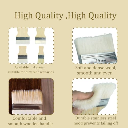 Flat Paddle Paint Brush Wide with Poplar Handle Art Paint Brush 2/3/4/5 inch for Oil and Acrylic Paints