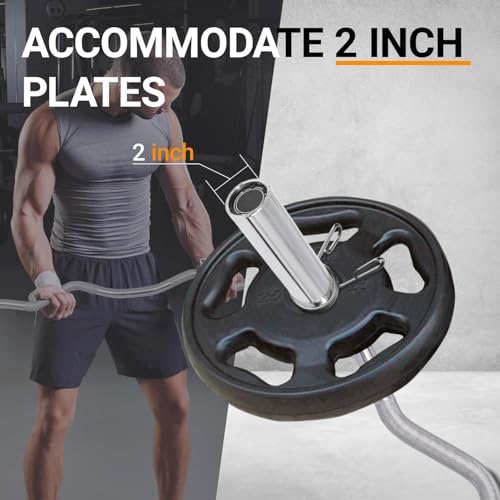 Fitvids Olympic EZ Curl Barbell Bar 47", 2-Inch Curl Bar for Weight Lifting, Hip Thrusts, Squat, Biceps-Home Gym Weight Bars