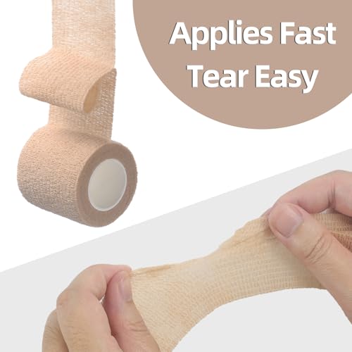 Self Adhesive Bandage Wrap - Skin Color, 4 Inch x 5 Yards, 3 Pack