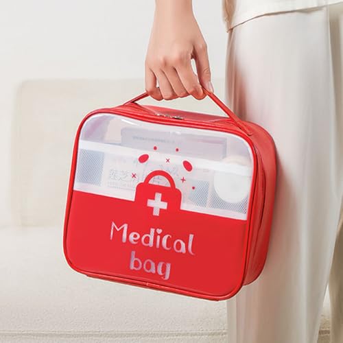 Compact Empty First Aid Bag for Emergency Medical Storage - Red