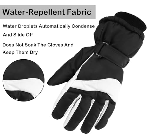 Thermal Winter Ski Gloves - Windproof Touchscreen Snowboard Gloves - Black