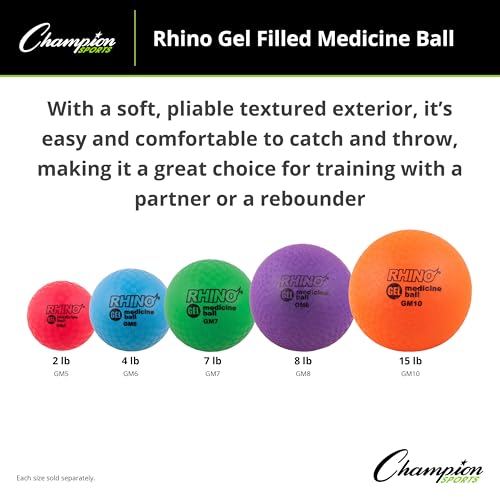 2 LB Gel-Filled Medicine Ball - Red Weighted Ball for Strength Training