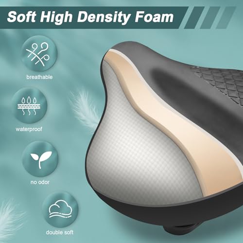 YODOTE Black Oversized Bike Seat for Comfort - Wide Saddle for Peloton & Exercise Bikes