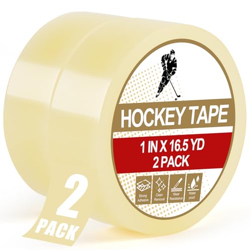 Clear Hockey Tape - 2 Rolls of Strong Adhesive Goon Tape, 1 Inch x 49.5 FT Each