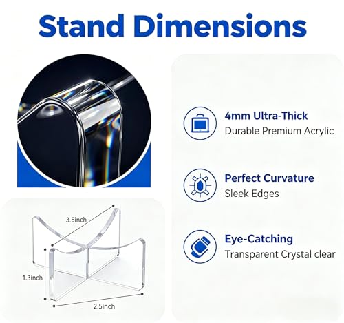 Clear Acrylic Sports Ball Display Stand - 4-Pack Desktop Holder