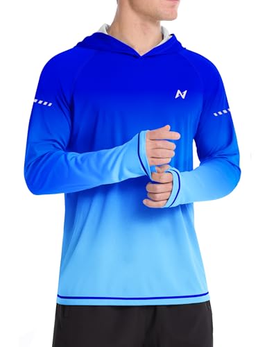 isnowood Men’s UPF 50+ Fishing Hoodie Sun Shirt Long Sleeve – Large, Royal Blue Gradient
