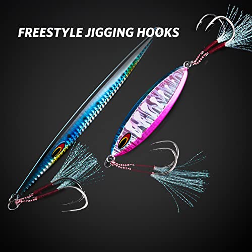 Double Fishing Assist Hooks Kit - Red #2/0 (5pcs) for Jigging