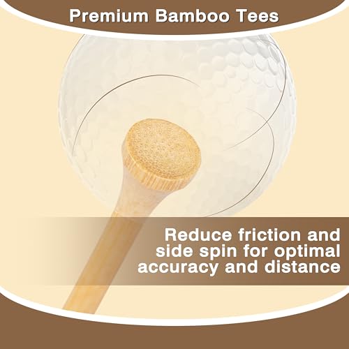 BIRDIEBLAST Natural Bamboo Golf Tees 3-1/4 Inch, 200 Pack, Reduces Friction & Side Spin