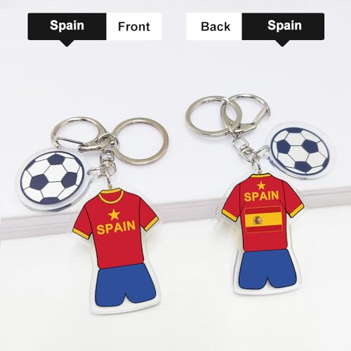 World Cup Soccer Keychain - Football Fan Souvenir Accessory - Spain (2PCS)