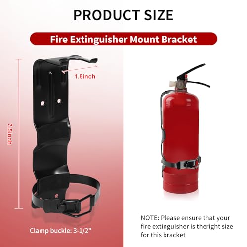 4PACK 2.5LB Fire Extinguisher Mount, Wall Mount Metal Bracket,fire Extinguisher Hanger for Vehicle, Car, Boat, Truck, Rv, House, Home Mini Fire Extinguishers-Black